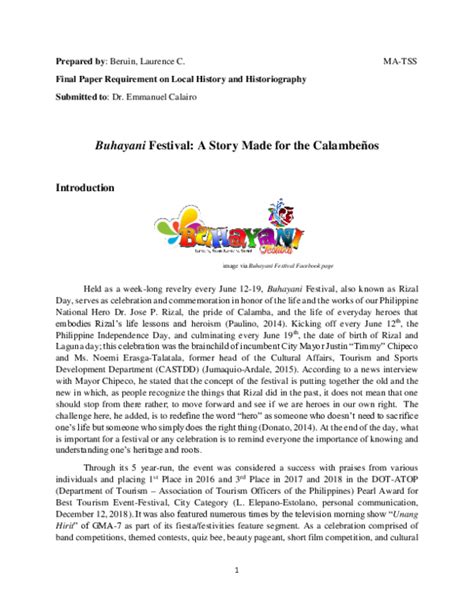 calamba holiday|(PDF) Story of Buhayani Festival.pdf .